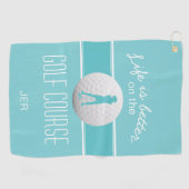Leben ist besser Weiblich Golfer Mit Monogramm Aqu Golfhandtuch (Horizontal)