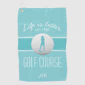 Leben ist besser Weiblich Golfer Mit Monogramm Aqu Golfhandtuch (Vorderseite)