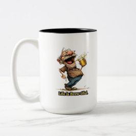 Leben ist Bier-tiful Lustiger Bier Cartoon T-Shirt Zweifarbige Tasse