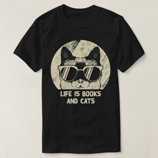 Leben ist Bücher und Katzen Buch Lover Cat Mama Bo T-Shirt (Design vorne)