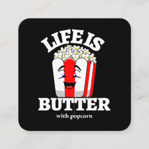Leben ist Butter mit Popcorn Quadratische Visitenkarte
