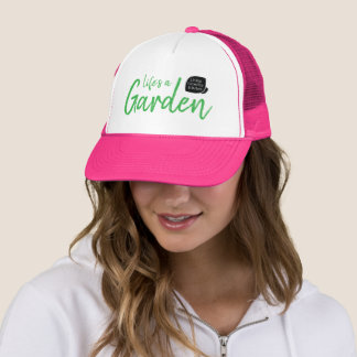 Leben ist ein Garten Rosa Hut Truckerkappe