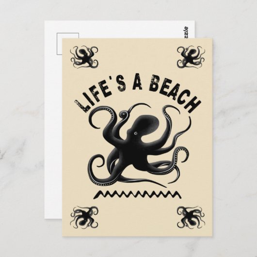 Leben ist ein Strand - Funny Summer Quote Design Postkarte (Vorne/Hinten)