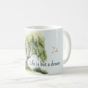 Leben ist ein Traum Baum Vögel Kaffeetasse