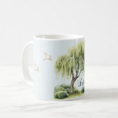 Leben ist ein Traum Baum Vögel Kaffeetasse (Vorderseite Links)