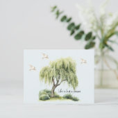 Leben ist ein Traum Baum Vögel Postkarte (Stehend Vorderseite)