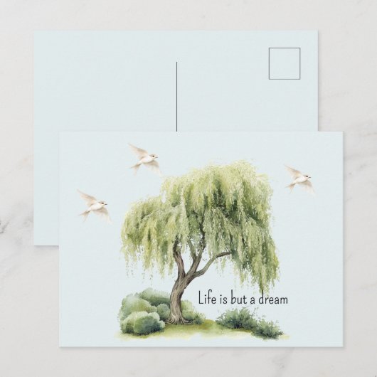 Leben ist ein Traum Baum Vögel Postkarte (Vorne/Hinten)