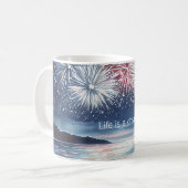 Leben ist ein Traum Feuerwerk Kaffeetasse (Vorderseite Links)