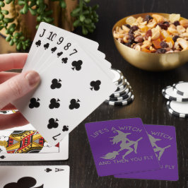 LEBEN IST EIN WITCH UND DANN FLIEGT DU lustig Spielkarten