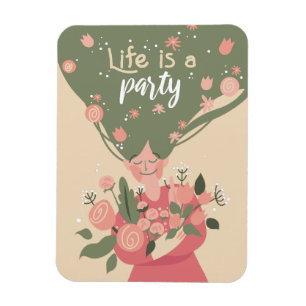 LEBEN IST EINE PARTY SPRING FLORAL GREETCARD MAGNET