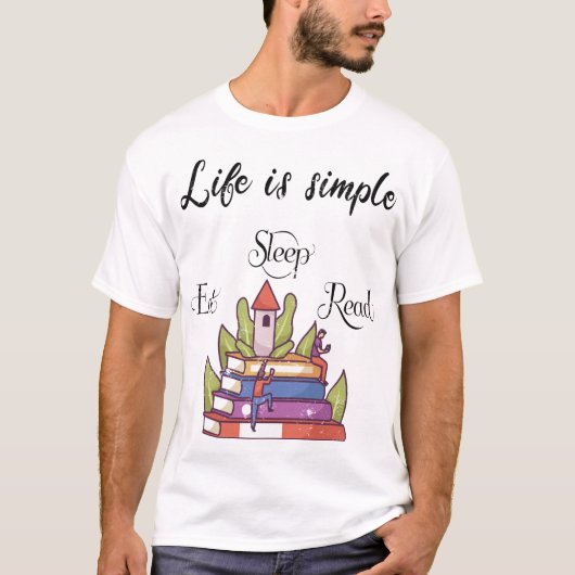 Leben ist einfach - Lesen T-Shirt (Vorderseite)
