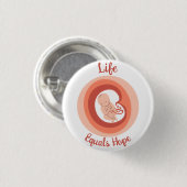 Leben ist gleich Hoffnung – Pro-Life-Bewusstsein Button (Vorne & Hinten)