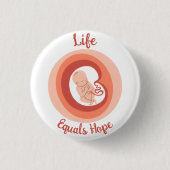Leben ist gleich Hoffnung – Pro-Life-Bewusstsein Button (Vorderseite)