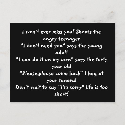 Leben ist kurz Postkarte (Vorderseite)