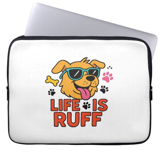 Leben ist Ruff - Funny Dog Cartoon Laptopschutzhülle (Vorderseite)