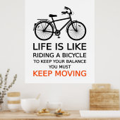 Leben ist wie Fahrrad fahren, Textdesign, Wort a Poster (Küche)