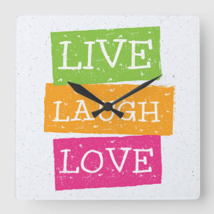 Leben Lachen-Liebe 2 Quadratische Wanduhr