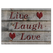 Leben Lachen-Liebe auf der Seite einer Scheune Schneidebrett (Vorderseite)