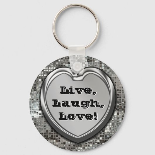 Leben, lachen, Liebe! Glitzer Schlüsselanhänger (Vorderseite)