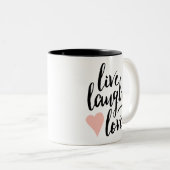 Leben Lachen-Liebe-Kaffee-Tasse Zweifarbige Tasse (VorderseiteRechts)