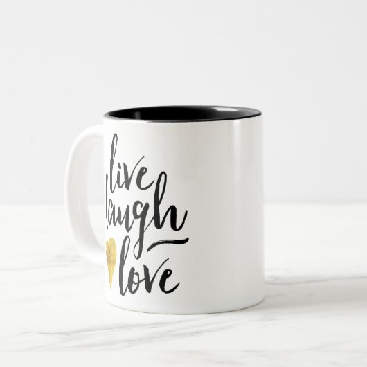 Leben Lachen-Liebe-Kaffee-Tasse Zweifarbige Tasse (Vorderseite Links)