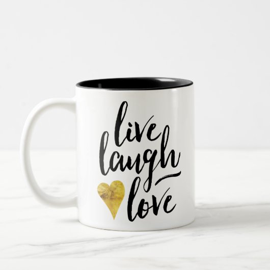 Leben Lachen-Liebe-Kaffee-Tasse Zweifarbige Tasse (Links)