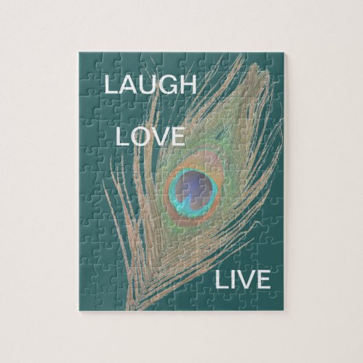 Leben, Lachen, Liebe Pfauenfederhalter Puzzle (Vertikal)