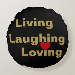 Leben, lachen, lieben rundes kissen
