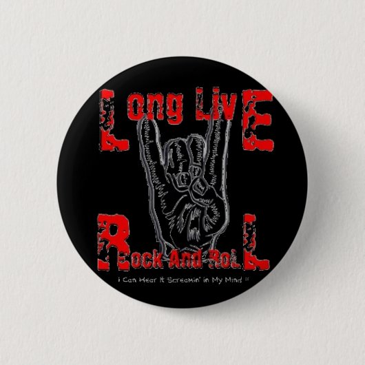 Leben lang Rock-and-Roll (Schwarzes) Button (Vorderseite)