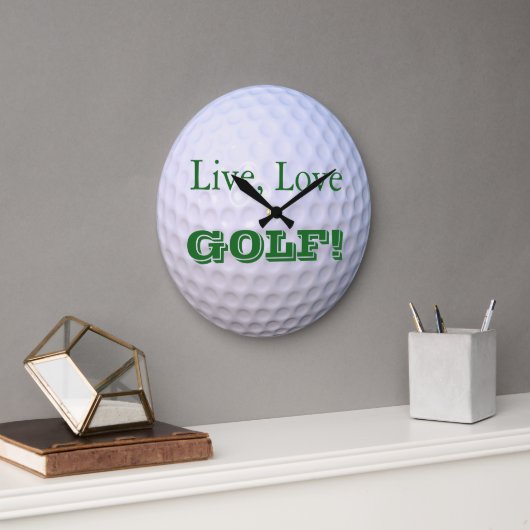 Leben, Liebe, GOLF! | Golfball Große Wanduhr (Büro)
