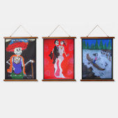 Leben, Liebe, lachen, lustig sein Wandteppich Mit Holzrahmen (Dreifach)