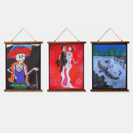 Leben, Liebe, lachen, lustig sein Wandteppich Mit Holzrahmen (Dreifach)