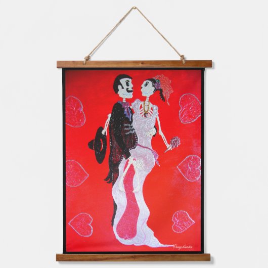 Leben, Liebe, lachen, lustig sein Wandteppich Mit Holzrahmen (Vorderseite 2)