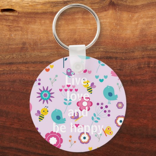 Leben, Liebe und glücklich sein Schlüsselanhänger (Vorderseite)