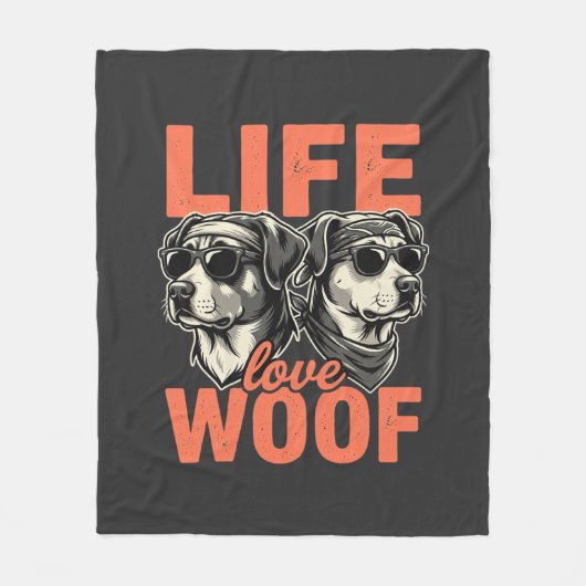 Leben Liebe Wuff Hunde Liebhaber Fleecedecke (Vorderseite)