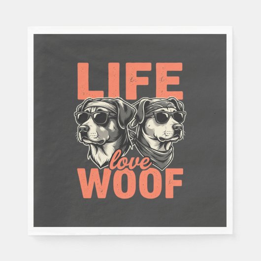 Leben Liebe Wuff Hunde Liebhaber Serviette (Vorderseite)