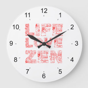 Leben, Liebe, Zen Große Wanduhr