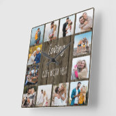 Leben lieben mit dir Zitat 12 Foto Holz Quadratische Wanduhr (Winkel)