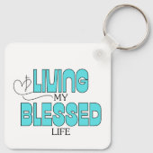 Leben mein gesegnetes Leben Aqua Blue Schlüsselanhänger (Rückseite)