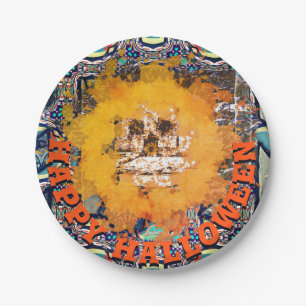 Leben Metall glücklich Halloween Scull Flamme Pappteller