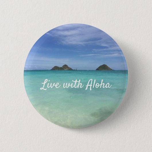 Leben mit Aloha Hawaii Button (Vorderseite)