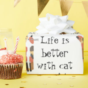 Leben mit Katze ist besser Geschenkpapier