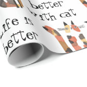 Leben mit Katze ist besser Geschenkpapier (Rolleneckpunkt)