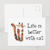 Leben mit Katze ist besser Postkarte (Vorne/Hinten)