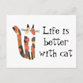 Leben mit Katze ist besser Postkarte (Vorderseite)
