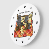 Leben mit Labradors-Cartoon Große Wanduhr (Winkel)