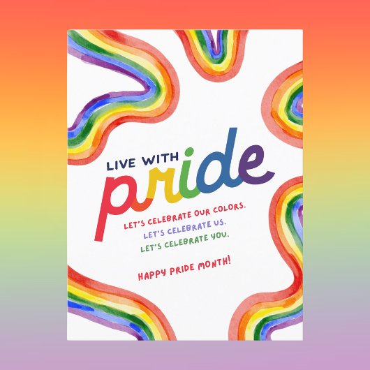 Leben mit Pride Rainbow Watercolor Postkarte