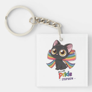 Leben mit Stolz - Rainbow Cat LGBTQ Stolz Schlüsselanhänger