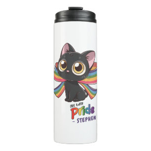 Leben mit Stolz - Rainbow Cat LGBTQ Stolz Thermosbecher