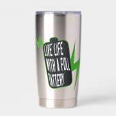 Leben mit voller Batterie Thermobecher (Vorderseite)